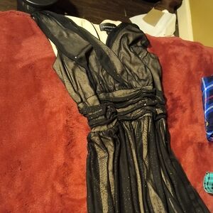 Connected Apparel Black Maxi Dress with Elegant Sparkle